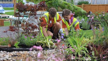Students from the Department of Landscape constructing their climate change garden at RHS Chatsworth