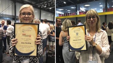 Amy Harding and Hannah Armes with their awards.
