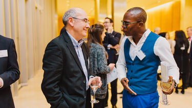 Two Sheffield alumni networking at the London City Connections alumni volunteering event