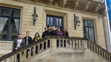Students outside the Chambre des députés in Luxembourg 2018