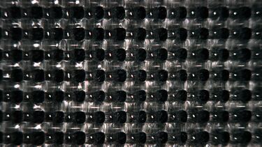 A magnified image of a 3D printed polymer made using bacteria