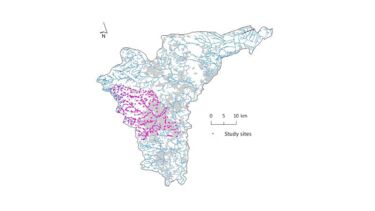 A map of study sites for the macroinvertebrate communities project