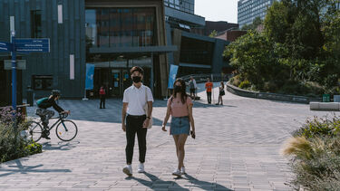 Students walking outside the Students' Union