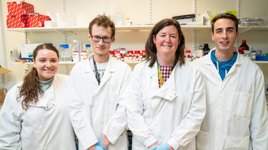 PhD student Toby Burgess (far right)