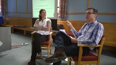 Susanne Martikke and Andrew Church speaking