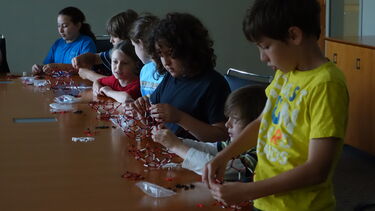 Children taking part in the Buckyball workshop