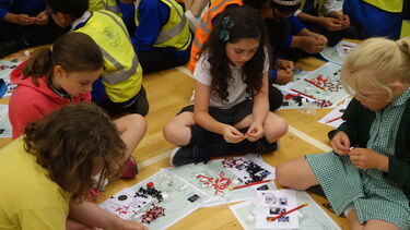 Children taking part in the Buckyball workshop