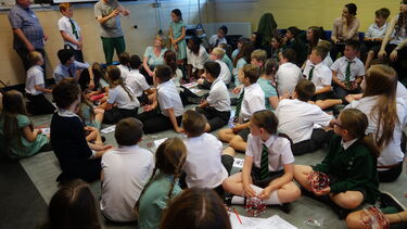 Children taking part in the Buckyball workshop