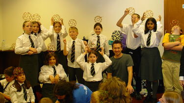 Children taking part in the Buckyball workshop