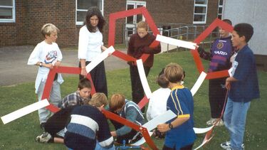 Children taking part in the Buckyball workshop