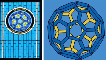 Stained glass window designed by Harry Kroto at Florida State University