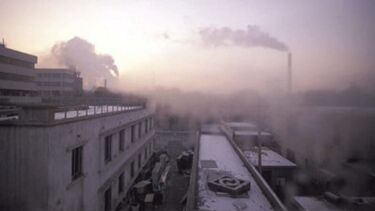 An image of a foggy morning on a roof top