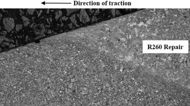 Repair of rail surface using laser cladding additive manufacturing method