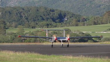 Unmanned aircraft taking off from a runway