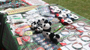 Shopping stall items on display 
