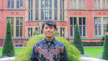 Portrait of student outside Firth Court