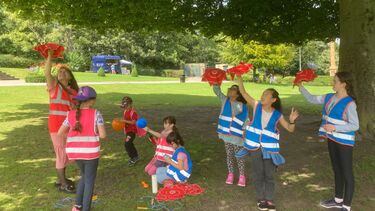 Students enjoy an activity in Weston Park