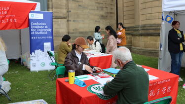 A man participating in a quiz