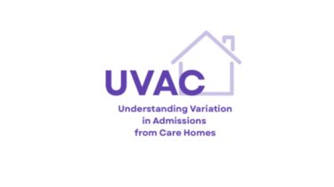 an outline of a house with the UVAC study title: Understanding Variation in Admissions from Care homes 
