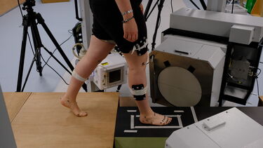 Patient with sensors attached to their ankle