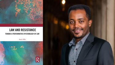 Graphic of the book cover Law and Resistance and author Awol Allo