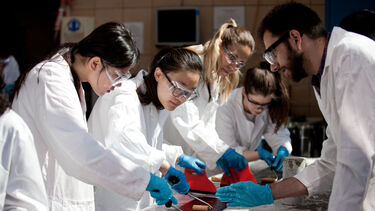 Engineering students doing lab work
