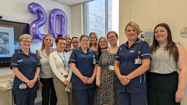 Staff celebrating the 20th anniversary of the National Institute for Health and Care Research (NIHR) Clinical Research Facility (CRF): Sheffield.