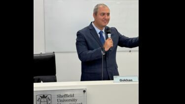 an MBA student presenting