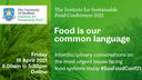Green graphic detailing the event title, description and time in white text. There is a profile picture of the speaker on a light green background