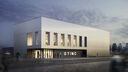 architectural drawing of the GTIMC facility. View from outside.