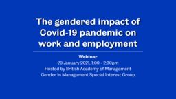 Webinar The gendered impact of Covid-19 pandemic on work and employment