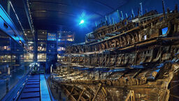 The remains of the Mary Rose on display in The Mary Rose Museum