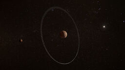 An artists' impression of the ring system around Quaoar