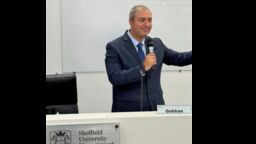 an MBA student presenting