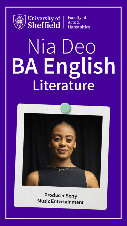 Photo of Nia Deo a Producer at Sony Music, BA Eng Lit